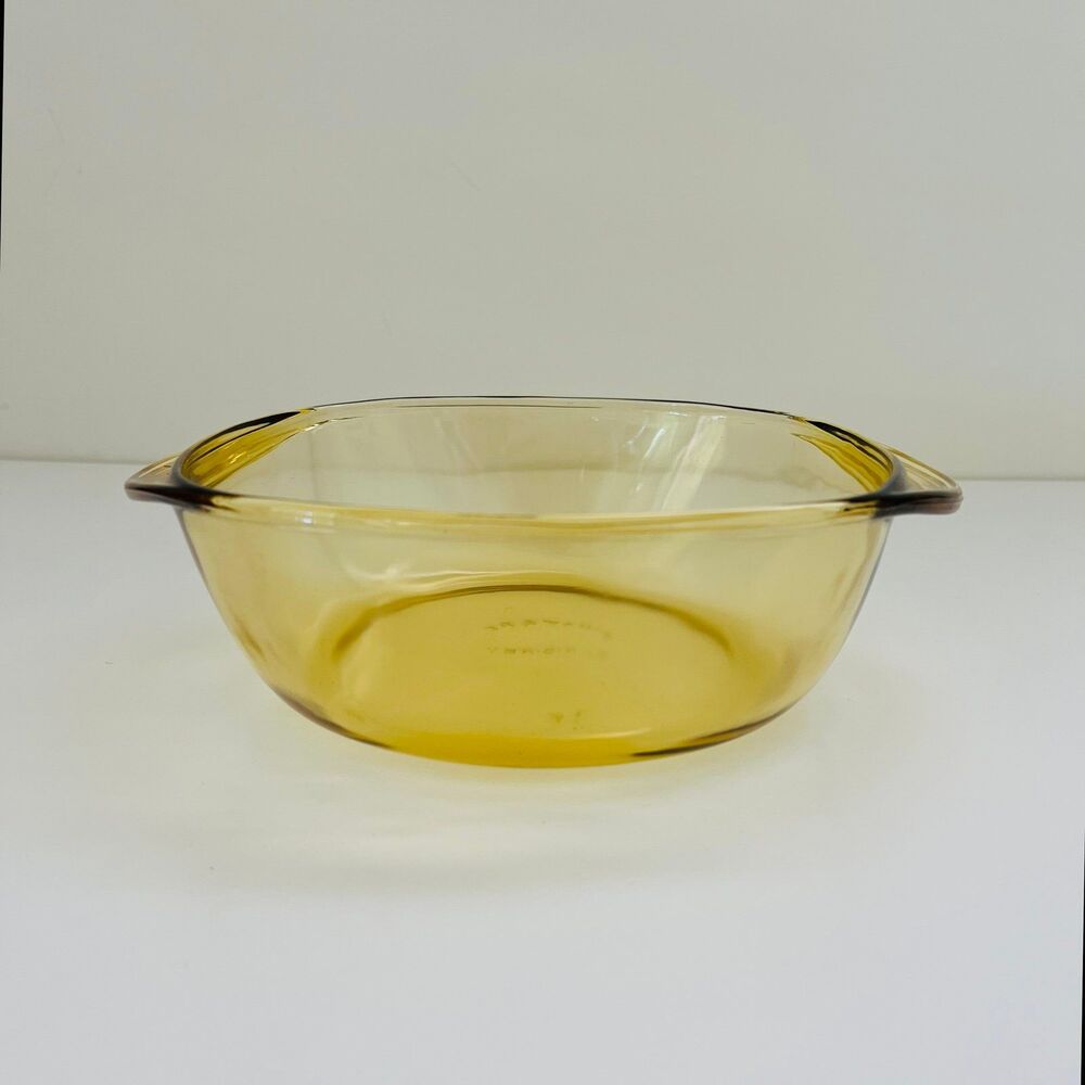 PYR-O-REY DYNAWARE Amber Yellow Glass Square Casserole Baking Dish, 1.75 Qt.